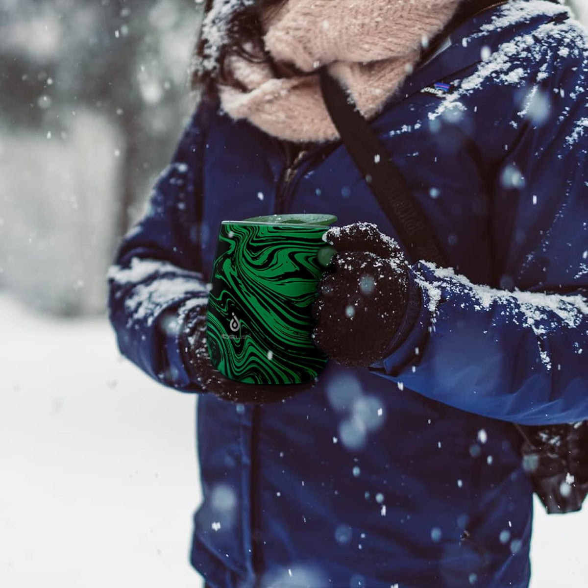 16 oz Insulated Coffee Mug with Handle and Lid, Double Wall Stainless Steel Vacuum Thermal Coffee Mug, Travel Coffee Cup Thermal Cup for Home and Office (Storm Black, FUJI DAWN) - Colors A