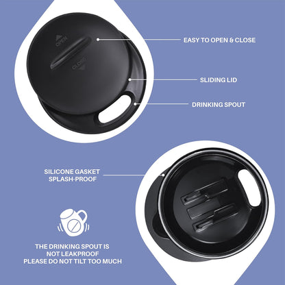 16 oz Insulated Coffee Mug with Handle and Lid, Double Wall Stainless Steel Vacuum Thermal Coffee Mug, Travel Coffee Cup Thermal Cup for Home and Office (Storm Black, FUJI DAWN) - Colors A