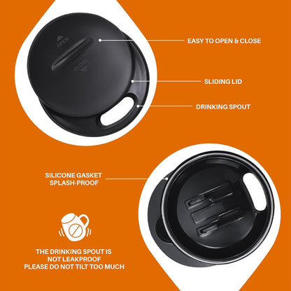 16 oz Insulated Coffee Mug with Handle and Lid, Double Wall Stainless Steel Vacuum Thermal Coffee Mug, Travel Coffee Cup Thermal Cup for Home and Office (Storm Black, FUJI DAWN) - Colors A