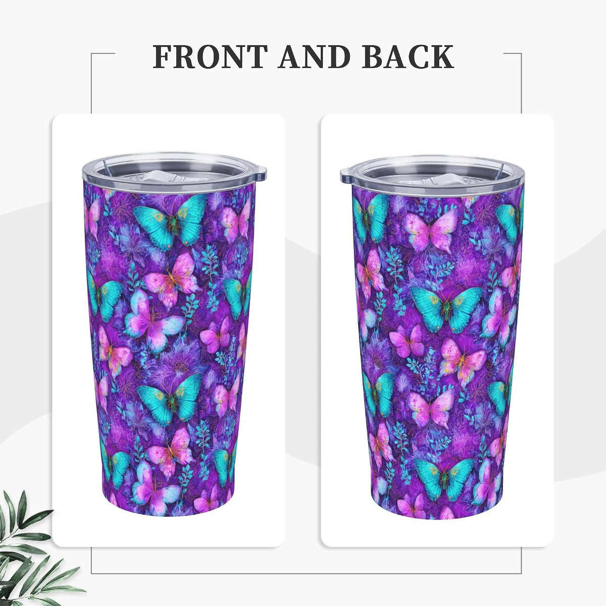 Cat Tumbler with Straw Lid Insulated Travel Coffee Mug 20 OZ Stainless Steel Cup for Outdoor Car Office Kitchen