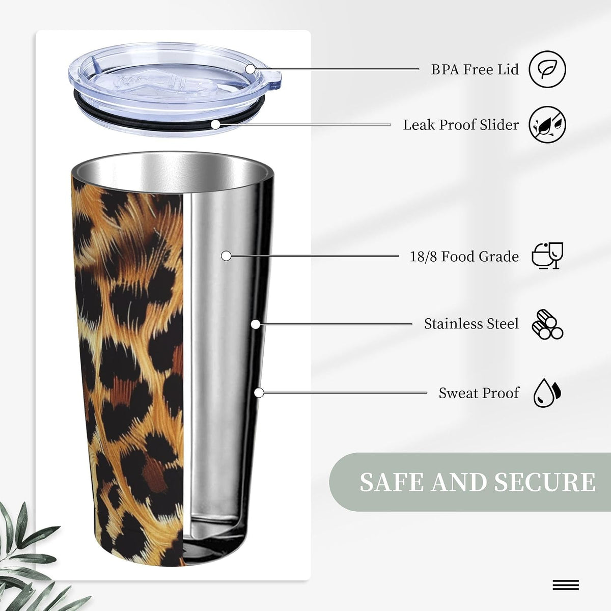 Cat Tumbler with Straw Lid Insulated Travel Coffee Mug 20 OZ Stainless Steel Cup for Outdoor Car Office Kitchen