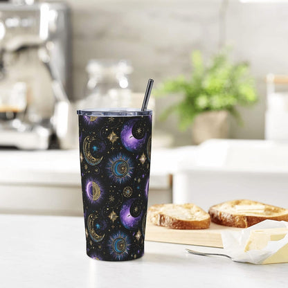 Cat Tumbler with Straw Lid Insulated Travel Coffee Mug 20 OZ Stainless Steel Cup for Outdoor Car Office Kitchen