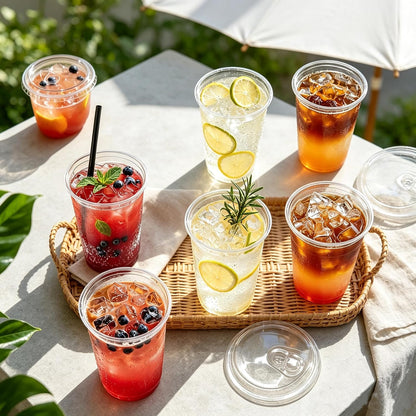 100 Set 16oz Clear Plastic Cups with Sip Lids and Straws,Disposable iced coffee cups with lids for Cold Drinks,Smoothies, Juices,Round Bottom To Go Coffee Cups for Party,Picnic (16, ounces)