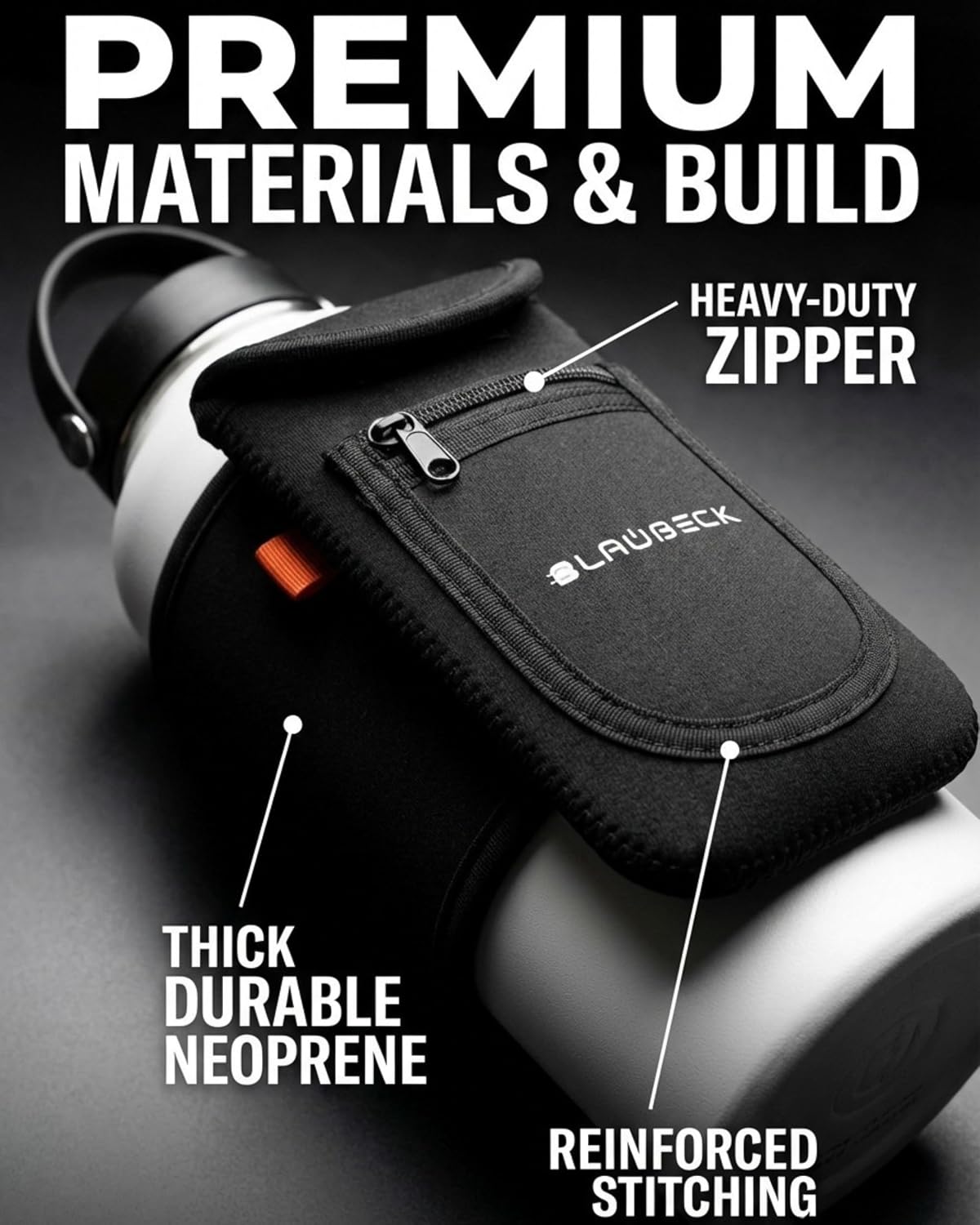 Magnetic Water Bottle Sleeve for Gym, Neoprene Pouch with Phone Pocket