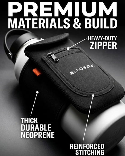 Magnetic Water Bottle Sleeve for Gym, Neoprene Pouch with Phone Pocket