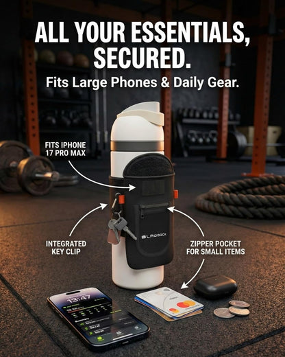Magnetic Water Bottle Sleeve for Gym, Neoprene Pouch with Phone Pocket