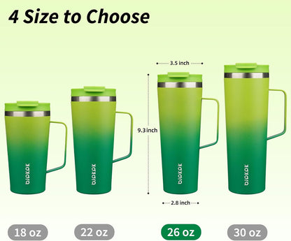 18oz Insulated Tumbler with Handle, Lid & Straw, Stainless Steel