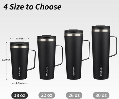 18oz Insulated Tumbler with Handle, Lid & Straw, Stainless Steel