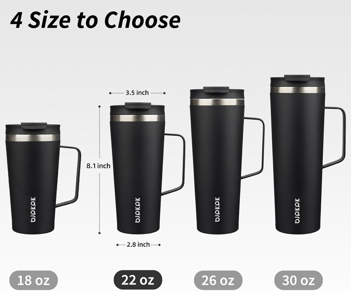 18oz Insulated Tumbler with Handle, Lid & Straw, Stainless Steel