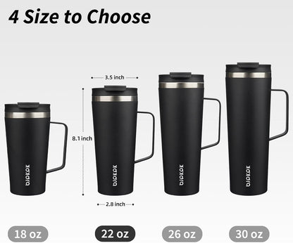 18oz Insulated Tumbler with Handle, Lid & Straw, Stainless Steel