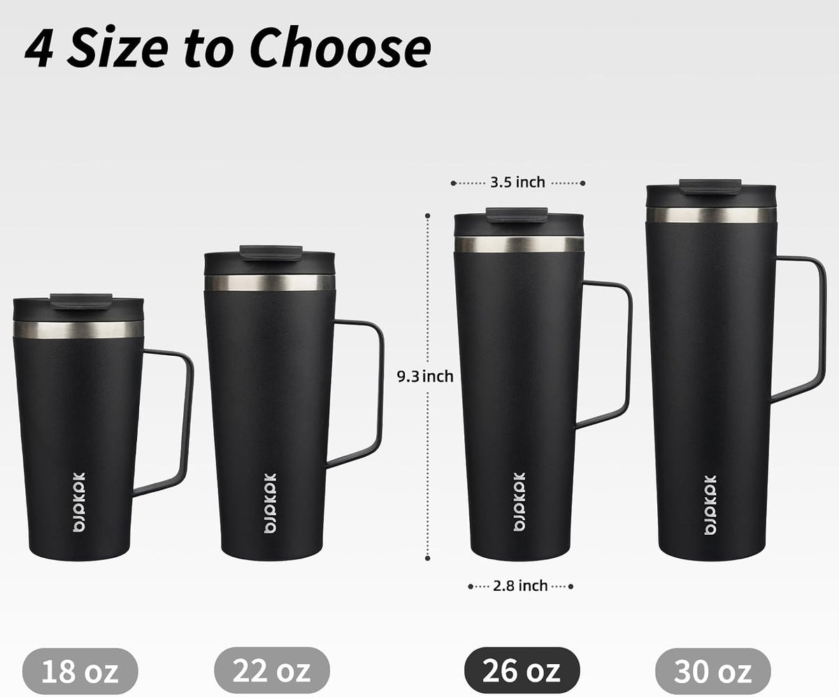 18oz Insulated Tumbler with Handle, Lid & Straw, Stainless Steel