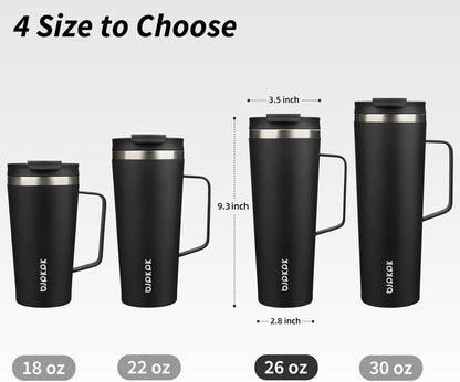 18oz Insulated Tumbler with Handle, Lid & Straw, Stainless Steel