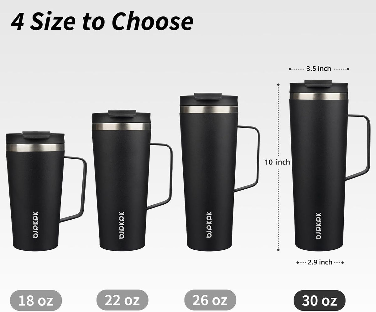 18oz Insulated Tumbler with Handle, Lid & Straw, Stainless Steel
