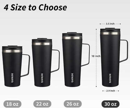 18oz Insulated Tumbler with Handle, Lid & Straw, Stainless Steel