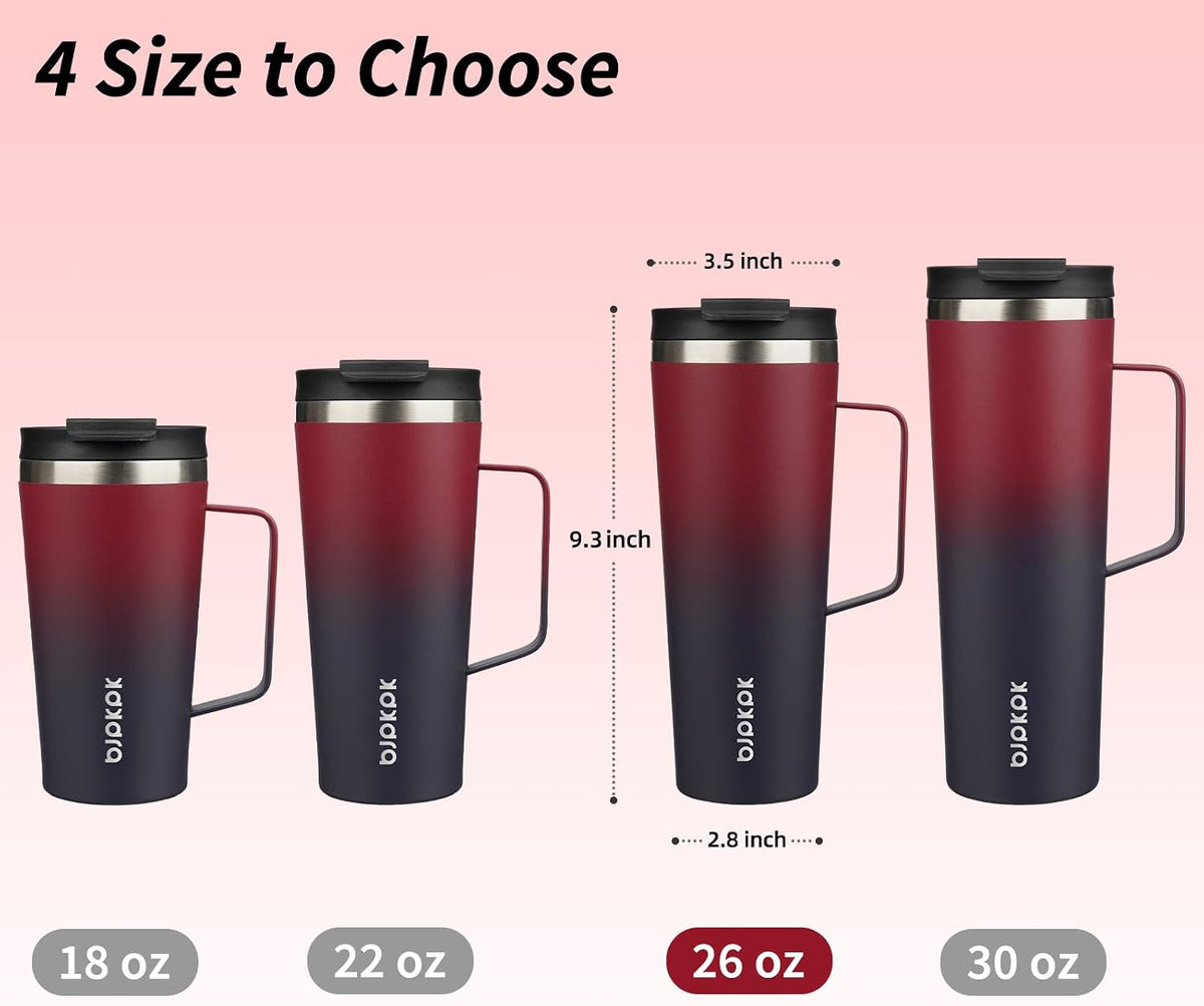 18oz Insulated Tumbler with Handle, Lid & Straw, Stainless Steel