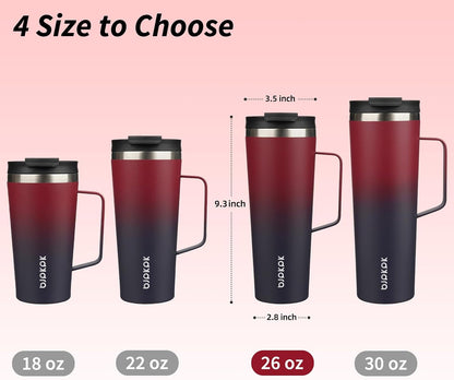18oz Insulated Tumbler with Handle, Lid & Straw, Stainless Steel