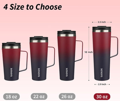 18oz Insulated Tumbler with Handle, Lid & Straw, Stainless Steel