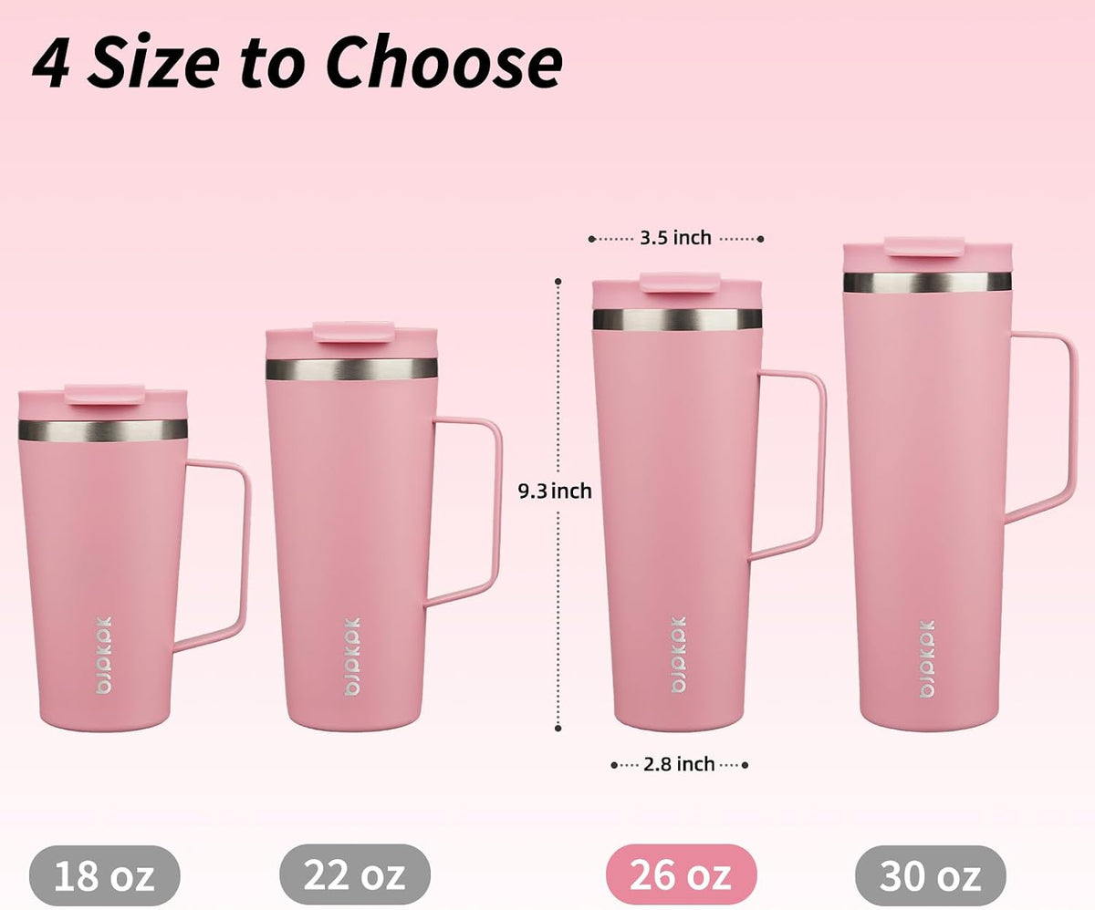 18oz Insulated Tumbler with Handle, Lid & Straw, Stainless Steel