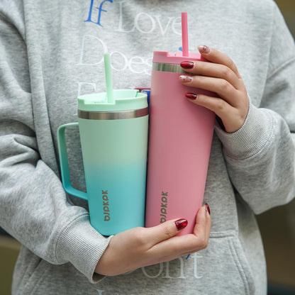 18oz Insulated Tumbler with Handle, Lid & Straw, Stainless Steel