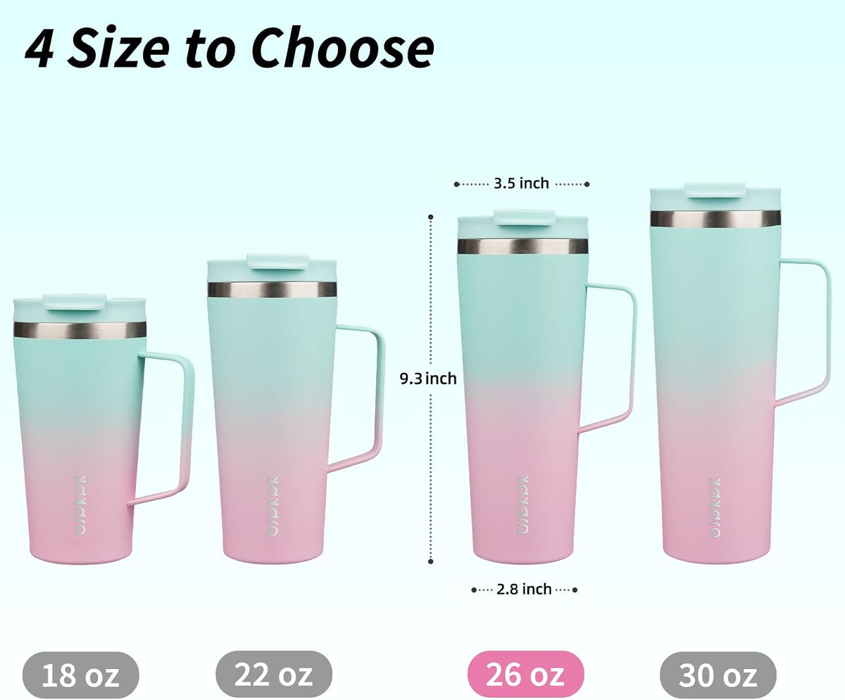 18oz Insulated Tumbler with Handle, Lid & Straw, Stainless Steel