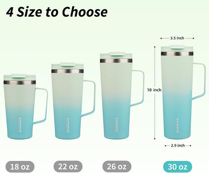 18oz Insulated Tumbler with Handle, Lid & Straw, Stainless Steel
