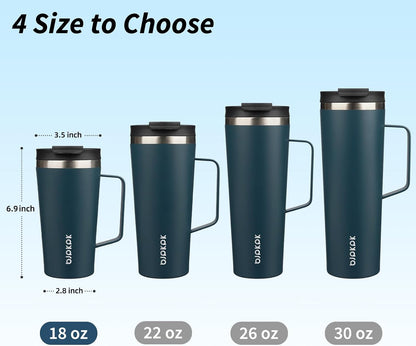 18oz Insulated Tumbler with Handle, Lid & Straw, Stainless Steel