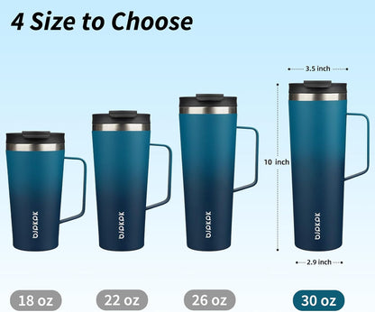 18oz Insulated Tumbler with Handle, Lid & Straw, Stainless Steel