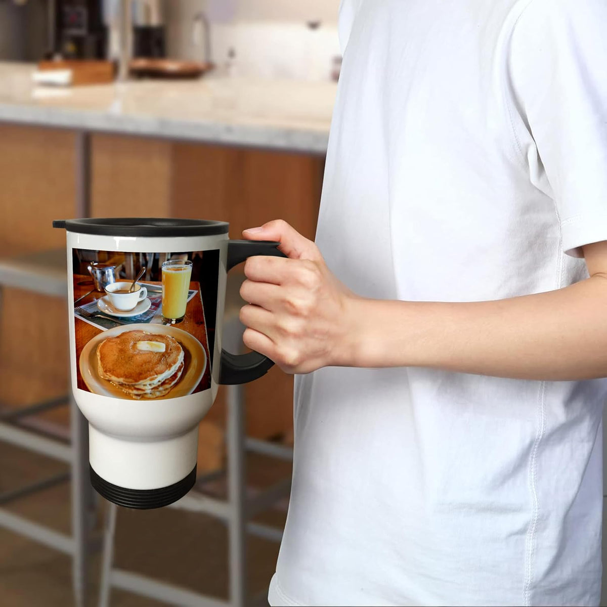 Breakfast of pancakes 14oz Stainless Steel Travel Mug