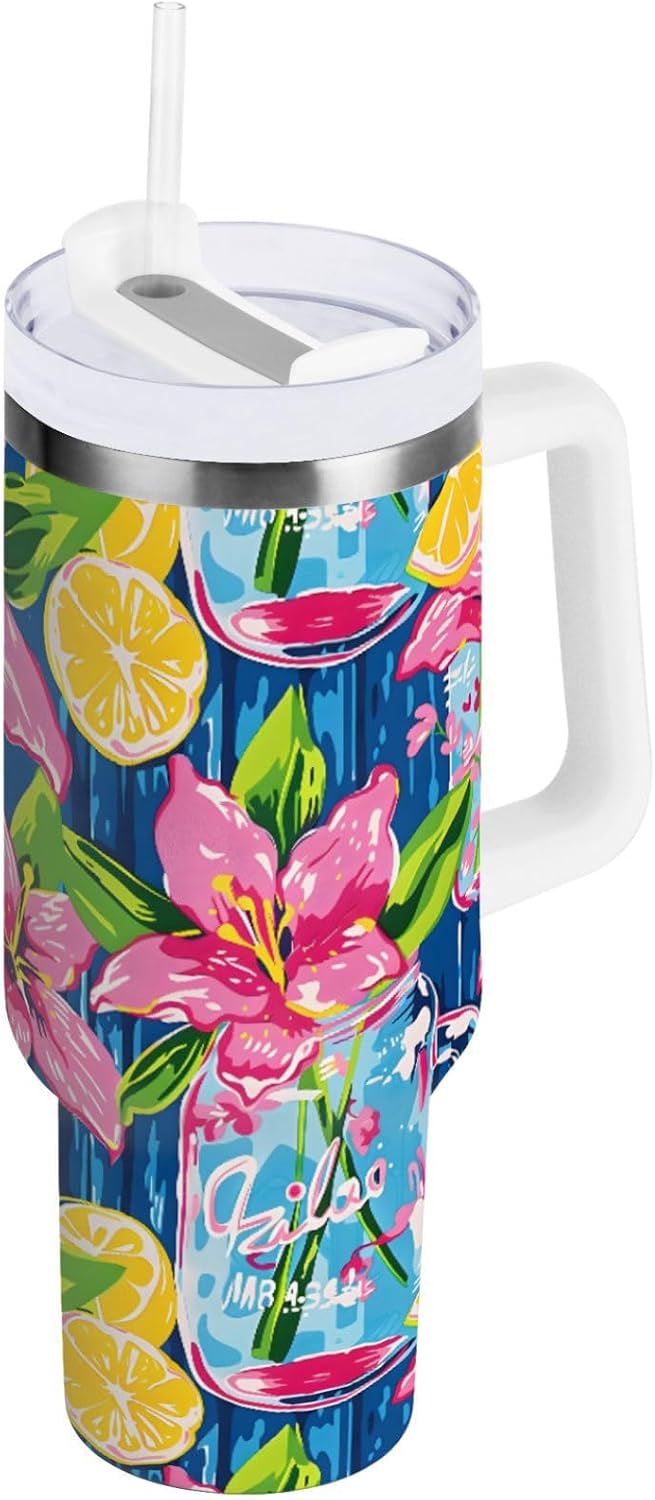 Monkey Face Banana 30 oz Tumbler with Handle and Straw Lid, Insulated Stainless Steel Water Bottle Portable Travel Coffee Tea Mug Cup - Colors C