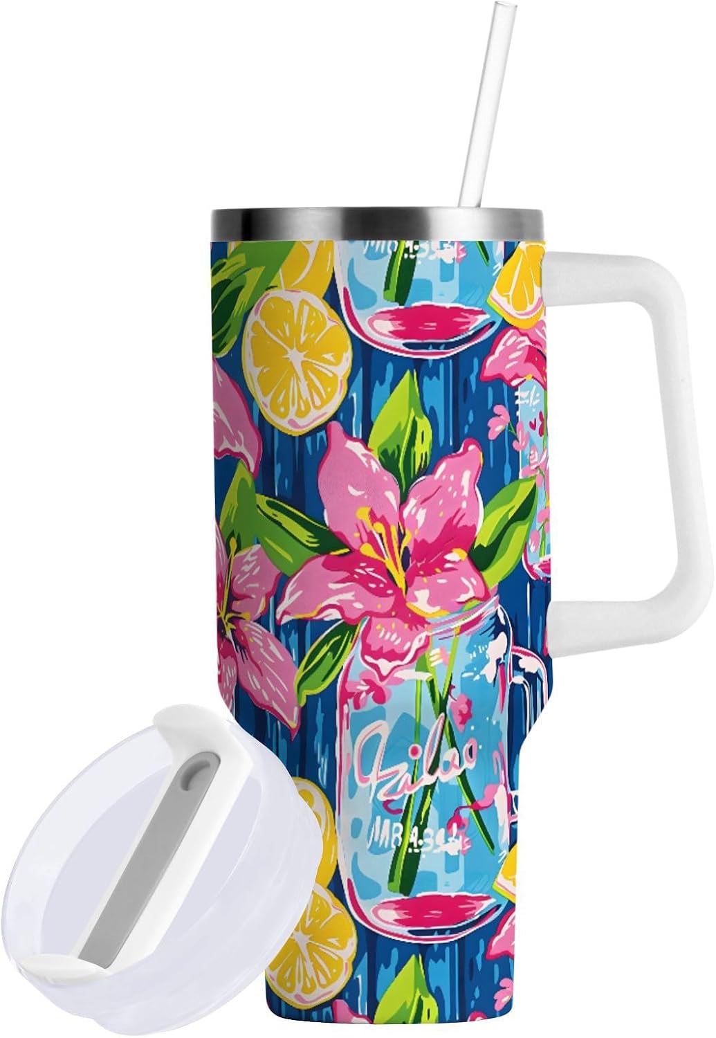 Monkey Face Banana 30 oz Tumbler with Handle and Straw Lid, Insulated Stainless Steel Water Bottle Portable Travel Coffee Tea Mug Cup - Colors C