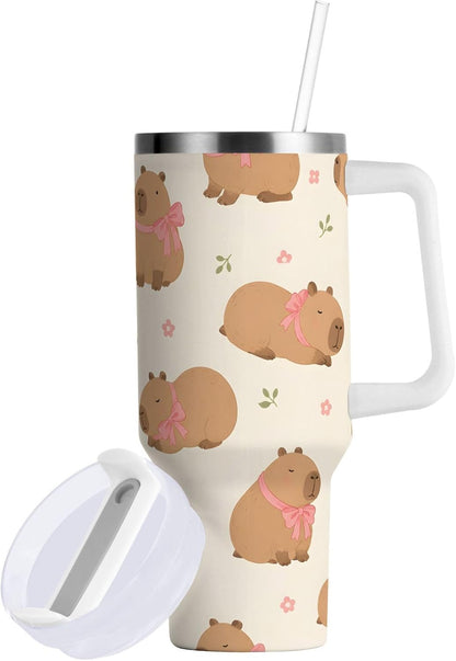 Monkey Face Banana 30 oz Tumbler with Handle and Straw Lid, Insulated Stainless Steel Water Bottle Portable Travel Coffee Tea Mug Cup - Colors C