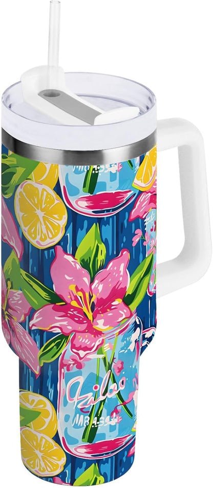 Monkey Face Banana 30 oz Tumbler with Handle and Straw Lid, Insulated Stainless Steel Water Bottle Portable Travel Coffee Tea Mug Cup - Colors C