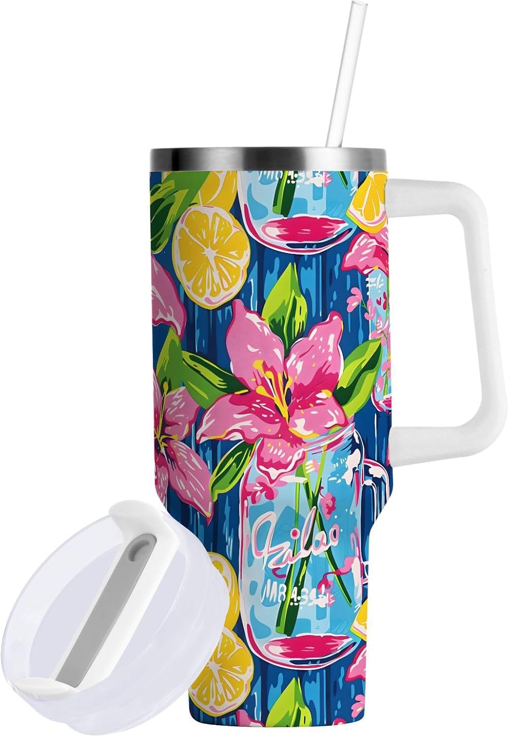 Monkey Face Banana 30 oz Tumbler with Handle and Straw Lid, Insulated Stainless Steel Water Bottle Portable Travel Coffee Tea Mug Cup - Colors C