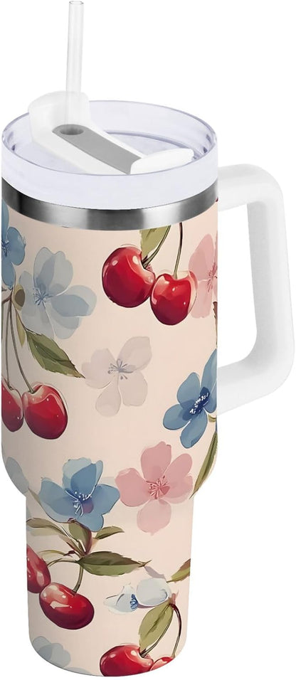 Monkey Face Banana 30 oz Tumbler with Handle and Straw Lid, Insulated Stainless Steel Water Bottle Portable Travel Coffee Tea Mug Cup - Colors C