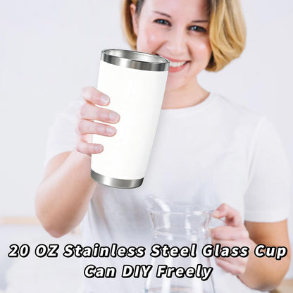 1 Pack 20oz Stainless Steel Tumbler with Lid, Leakproof Double Wall Travel Mug for Hot/Cold Drinks, Home Office Outdoor Party Use, Durable Powder Coated Insulated Cup/White