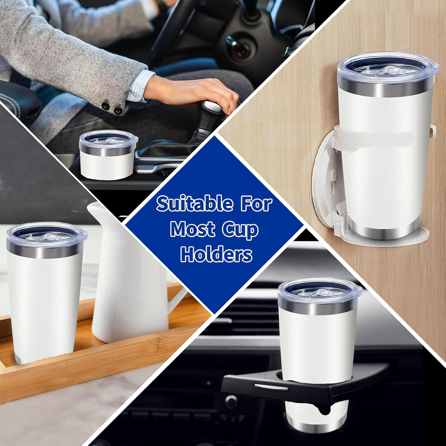 1 Pack 20oz Stainless Steel Tumbler with Lid, Leakproof Double Wall Travel Mug for Hot/Cold Drinks, Home Office Outdoor Party Use, Durable Powder Coated Insulated Cup/White