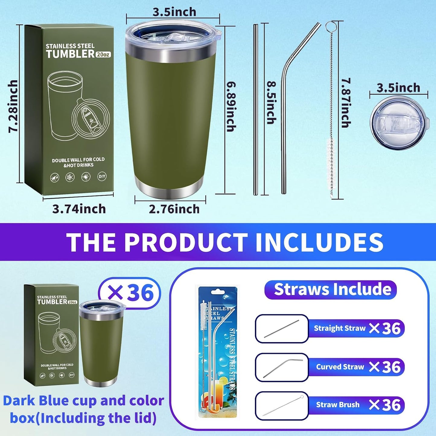 1 Pack 20oz Stainless Steel Tumbler with Lid, Leakproof Double Wall Travel Mug for Hot/Cold Drinks, Home Office Outdoor Party Use, Durable Powder Coated Insulated Cup/White