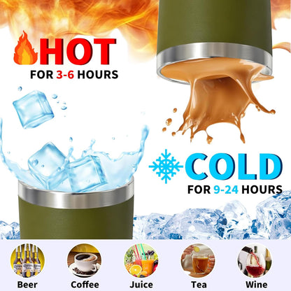 1 Pack 20oz Stainless Steel Tumbler with Lid, Leakproof Double Wall Travel Mug for Hot/Cold Drinks, Home Office Outdoor Party Use, Durable Powder Coated Insulated Cup/White