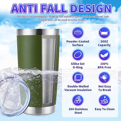 1 Pack 20oz Stainless Steel Tumbler with Lid, Leakproof Double Wall Travel Mug for Hot/Cold Drinks, Home Office Outdoor Party Use, Durable Powder Coated Insulated Cup/White