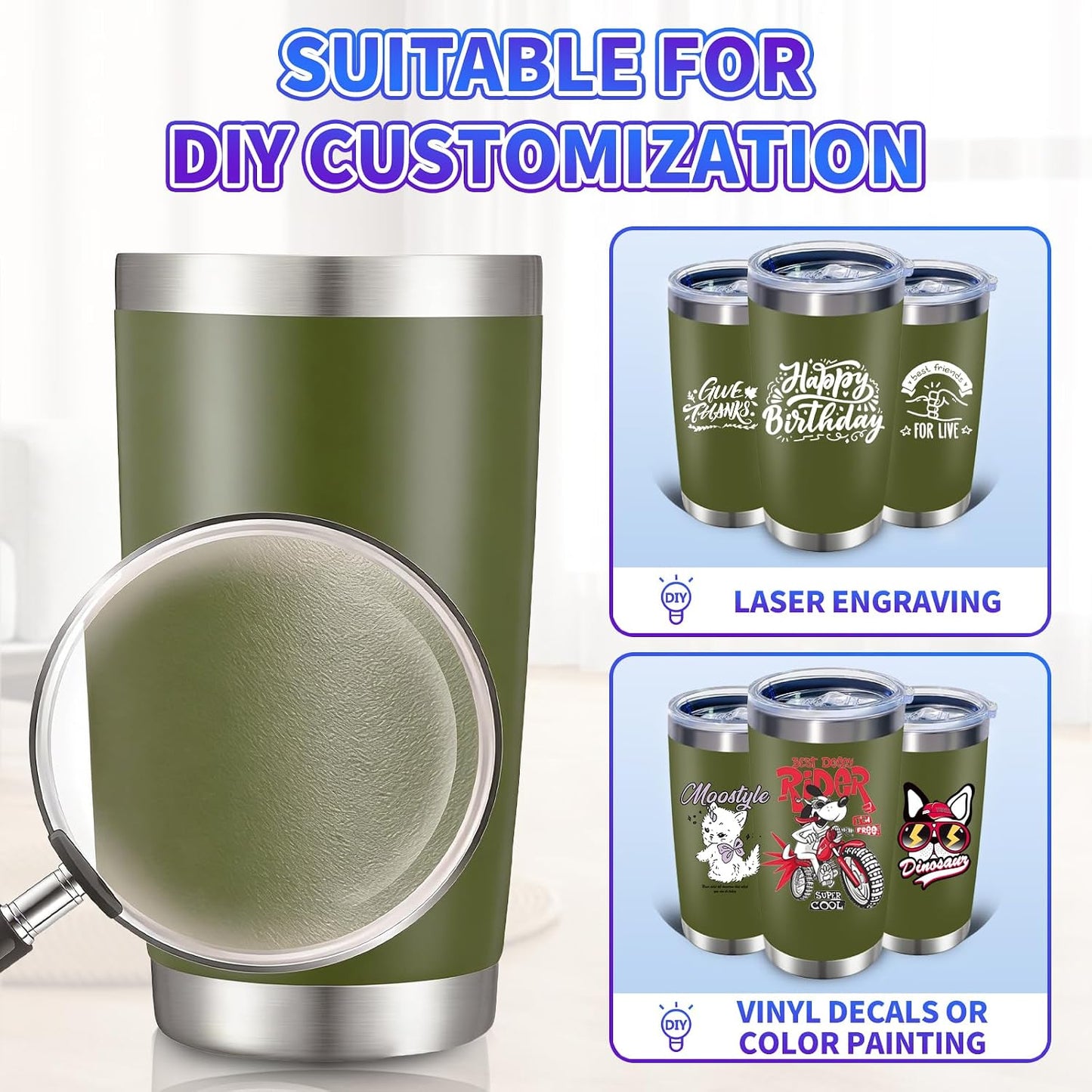 1 Pack 20oz Stainless Steel Tumbler with Lid, Leakproof Double Wall Travel Mug for Hot/Cold Drinks, Home Office Outdoor Party Use, Durable Powder Coated Insulated Cup/White