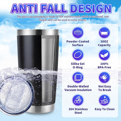 1 Pack 20oz Stainless Steel Tumbler with Lid, Leakproof Double Wall Travel Mug for Hot/Cold Drinks, Home Office Outdoor Party Use, Durable Powder Coated Insulated Cup/White