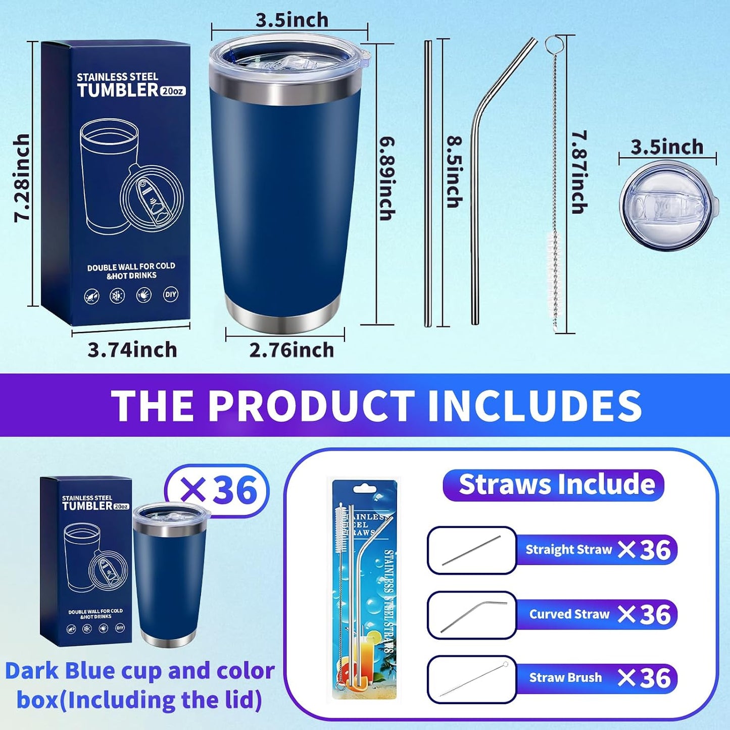 1 Pack 20oz Stainless Steel Tumbler with Lid, Leakproof Double Wall Travel Mug for Hot/Cold Drinks, Home Office Outdoor Party Use, Durable Powder Coated Insulated Cup/White