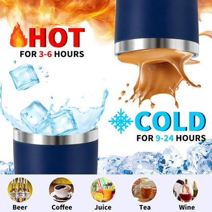 1 Pack 20oz Stainless Steel Tumbler with Lid, Leakproof Double Wall Travel Mug for Hot/Cold Drinks, Home Office Outdoor Party Use, Durable Powder Coated Insulated Cup/White