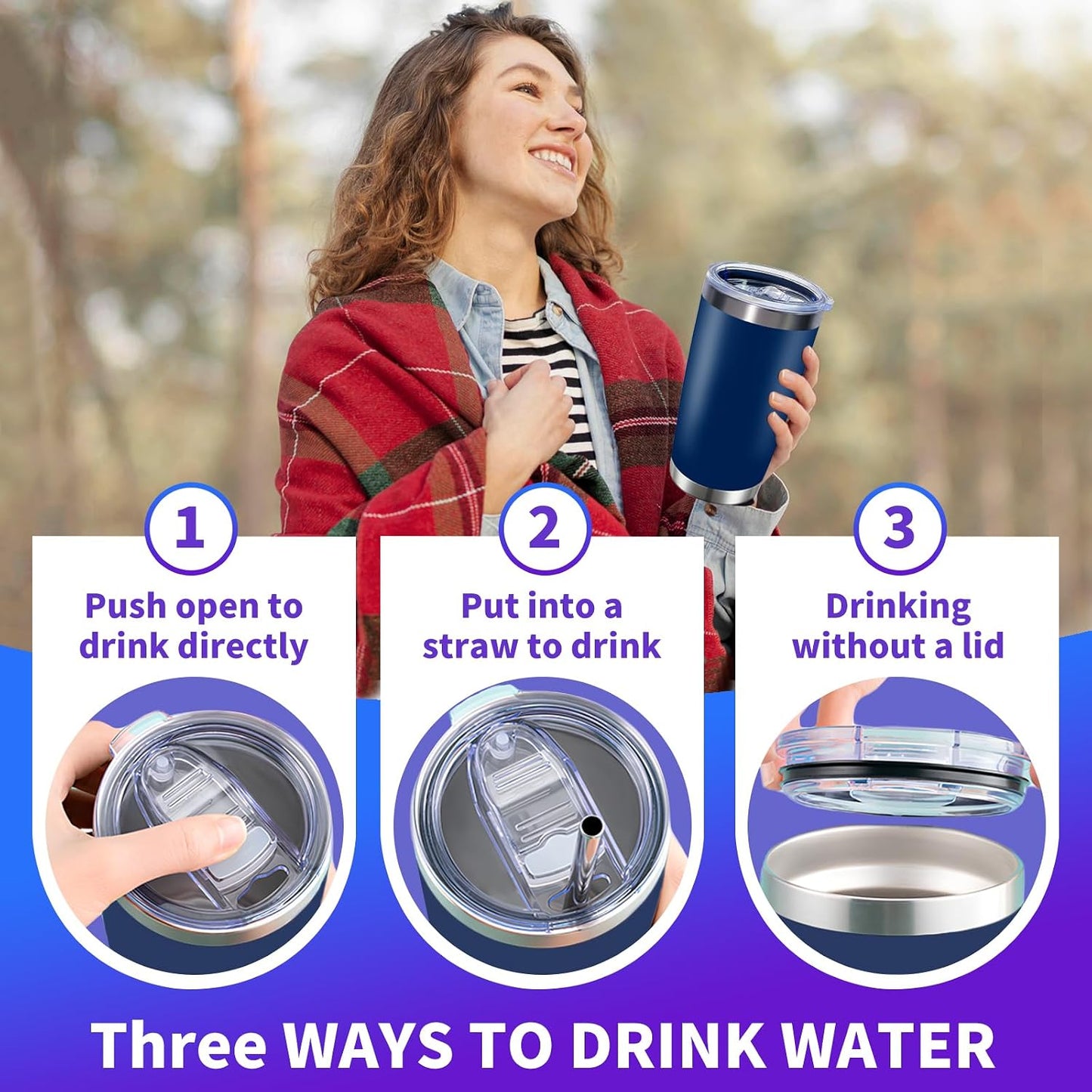 1 Pack 20oz Stainless Steel Tumbler with Lid, Leakproof Double Wall Travel Mug for Hot/Cold Drinks, Home Office Outdoor Party Use, Durable Powder Coated Insulated Cup/White