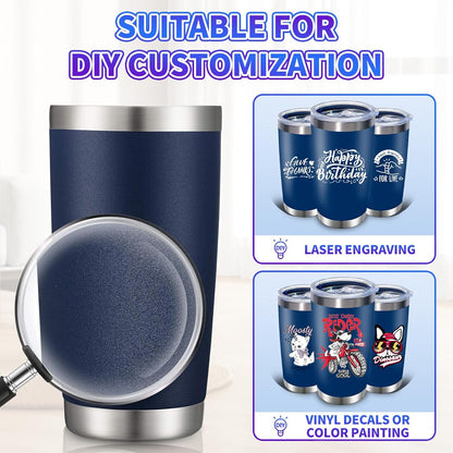 1 Pack 20oz Stainless Steel Tumbler with Lid, Leakproof Double Wall Travel Mug for Hot/Cold Drinks, Home Office Outdoor Party Use, Durable Powder Coated Insulated Cup/White