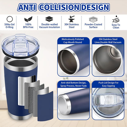 1 Pack 20oz Stainless Steel Tumbler with Lid, Leakproof Double Wall Travel Mug for Hot/Cold Drinks, Home Office Outdoor Party Use, Durable Powder Coated Insulated Cup/White