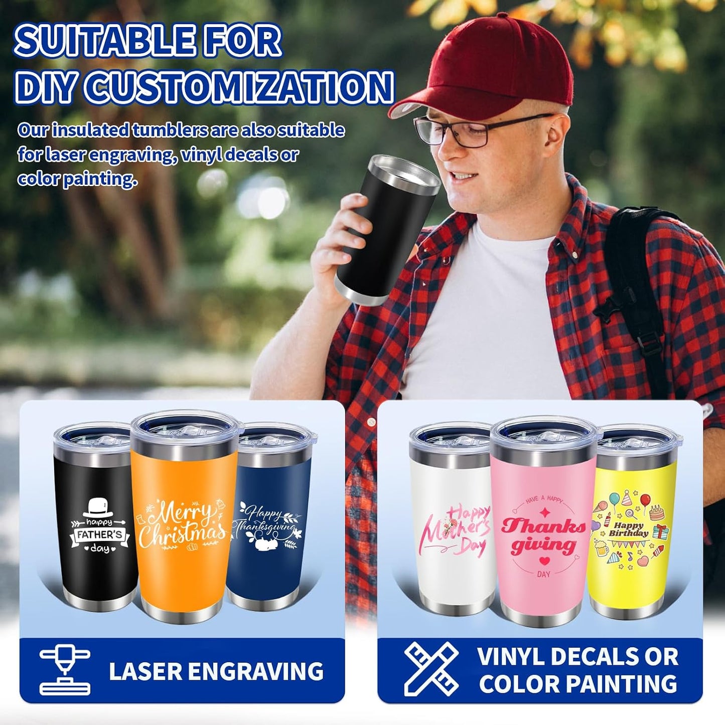 1 Pack 20oz Stainless Steel Tumbler with Lid, Leakproof Double Wall Travel Mug for Hot/Cold Drinks, Home Office Outdoor Party Use, Durable Powder Coated Insulated Cup/White