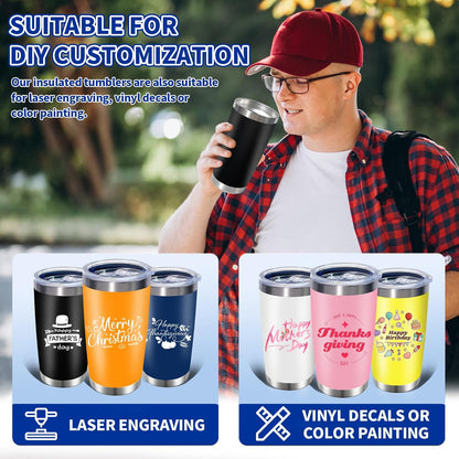 1 Pack 20oz Stainless Steel Tumbler with Lid, Leakproof Double Wall Travel Mug for Hot/Cold Drinks, Home Office Outdoor Party Use, Durable Powder Coated Insulated Cup/White
