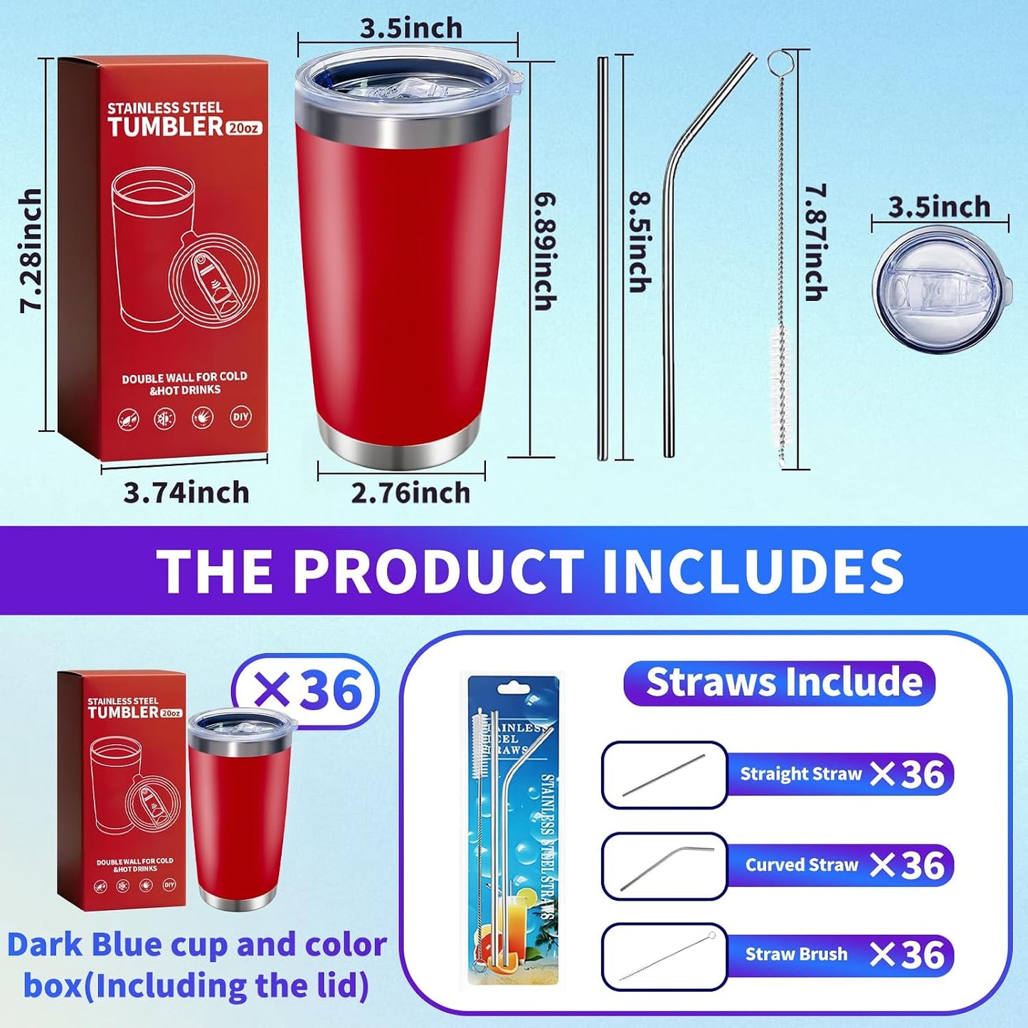 1 Pack 20oz Stainless Steel Tumbler with Lid, Leakproof Double Wall Travel Mug for Hot/Cold Drinks, Home Office Outdoor Party Use, Durable Powder Coated Insulated Cup/White