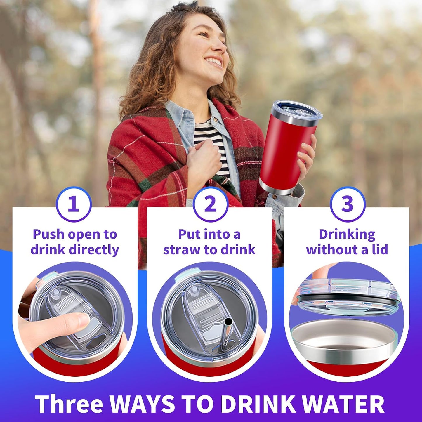 1 Pack 20oz Stainless Steel Tumbler with Lid, Leakproof Double Wall Travel Mug for Hot/Cold Drinks, Home Office Outdoor Party Use, Durable Powder Coated Insulated Cup/White